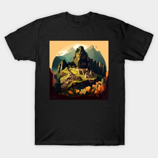 Machu Picchu Peru Illustration Drawing T-Shirt